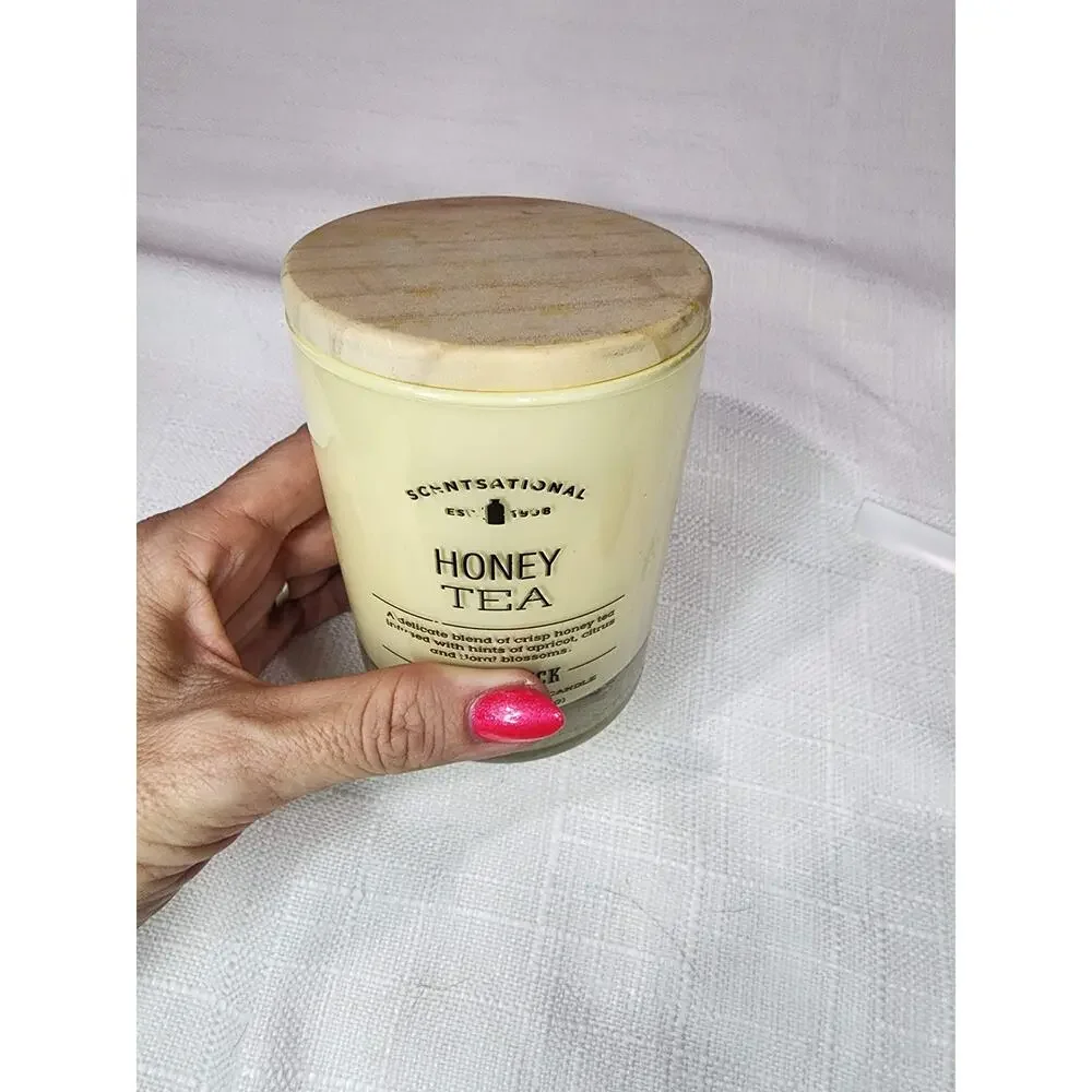 Scentsational Honey Tea Wood Wick Candle 11oz Retired Crackling Soy Blend